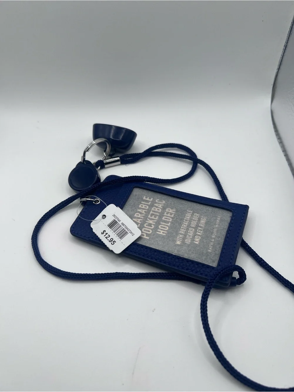 Bath & Body Works Wearable PocketBac Holder Navy Lanyard ID Badge NWT